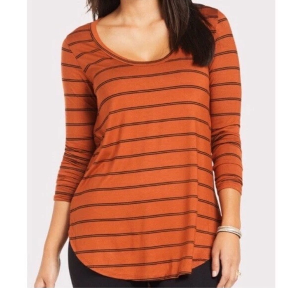 Evereve Peyton Jensen Billie Stripe Top Tee Tunic W1879 Sz XL